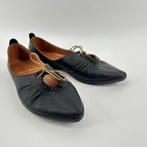 Balletcore Quiet Luxury Leather Flats Minimalist Lace Up Ethan Valdes Size 9